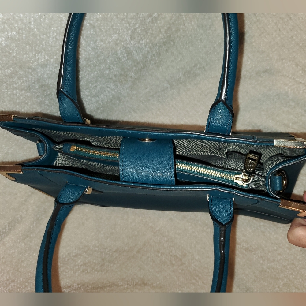 Rebecca Minkoff Amorous Satchel 2-way Teal Handbag - Picture 11 of 12